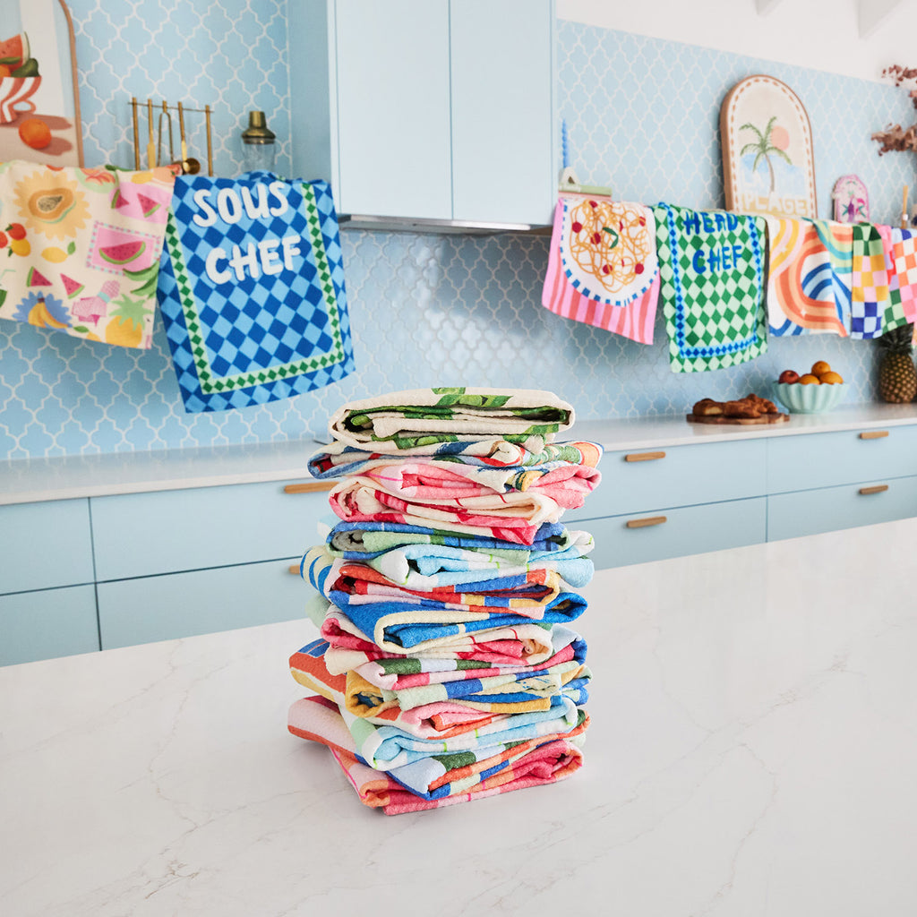 dock and bay tea towel